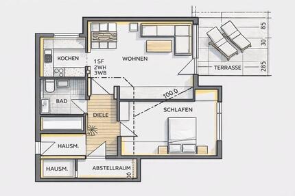 Wohnung Aalen - 2 Zimmer, 50 m&sup2;, 700&euro; | Angebot:26547335
