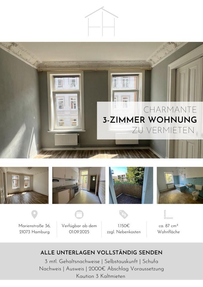 3 Zimmer Wohnung zentral Harburg Altbau