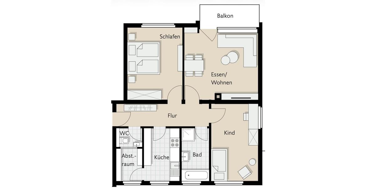 Etagenwohnung Stuttgart Bad Cannstatt - 3 Zimmer, 81 m&sup2;, 1.290&euro; | Angebot:26649386
