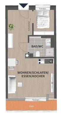 Etagenwohnung Fürth Innenstadt - 1 Zimmer, 34 m&sup2;, 560&euro; | Angebot:26487424