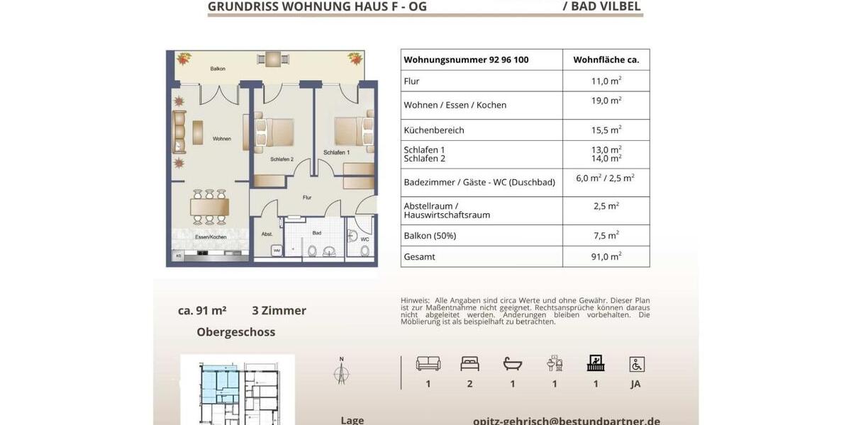 Etagenwohnung Bad Vilbel - 1 Zimmer, 39 m&sup2;, 857&euro; | Angebot:23845644