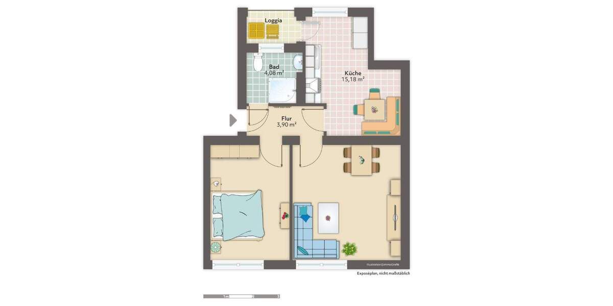 Etagenwohnung Bremerhaven Lehe - 2 Zimmer, 59 m&sup2;, 385&euro; | Angebot:25749037