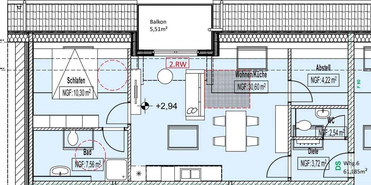 Etagenwohnung Kalkar Wissel - 2 Zimmer, 61 m&sup2;, 750&euro; | Angebot:22902086