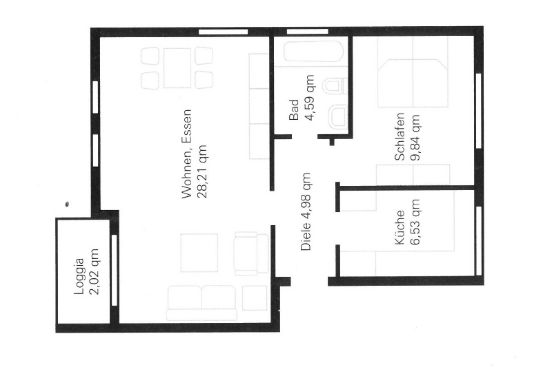 SÜD-BALKON - EINBAUKÜCHE - HELL UND FREUNDLICH - PKW-STELLPLATZ - WANNENBAD - GEPFLEGT 2 zimmer