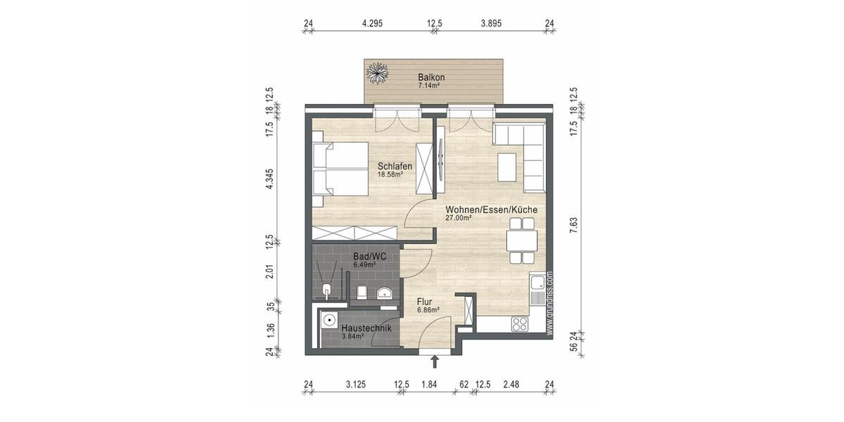 Etagenwohnung Trittau - 2 Zimmer, 67 m&sup2;, 1.040&euro; | Angebot:26625483