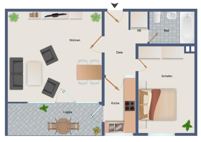 Dachgeschoßwohnung Braunschweig Lehndorf-Watenbüttel - 2 Zimmer, 57 m&sup2;, 720&euro; | Angebot:25991393
