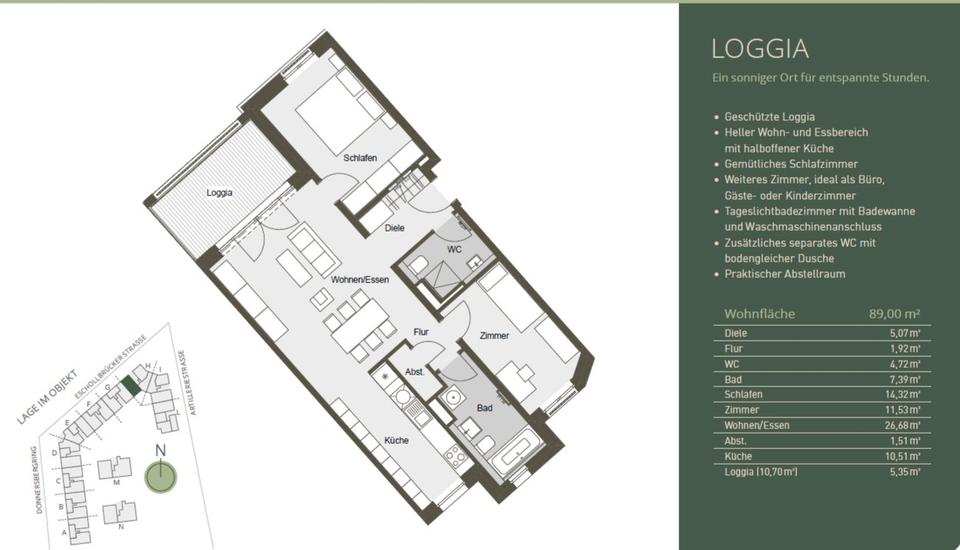 Etagenwohnung Darmstadt - 3 Zimmer, 89 m&sup2;, 1.650&euro; | Angebot:26687537
