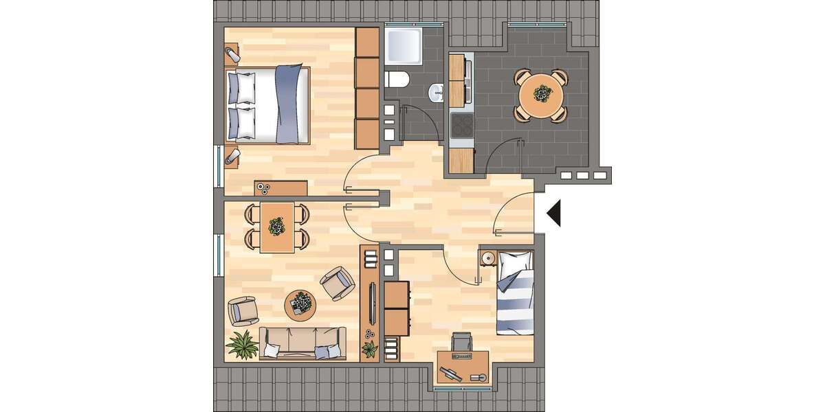 Etagenwohnung Wilhelmshaven Bant - 3 Zimmer, 55 m&sup2;, 379&euro; | Angebot:26659366