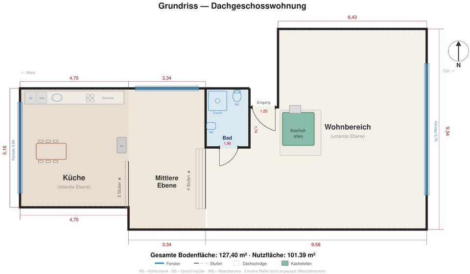 Dachgeschoßwohnung Dachsberg (Südschwarzwald) - 1 Zimmer, 101 m&sup2;, 950&euro; | Angebot:26677365