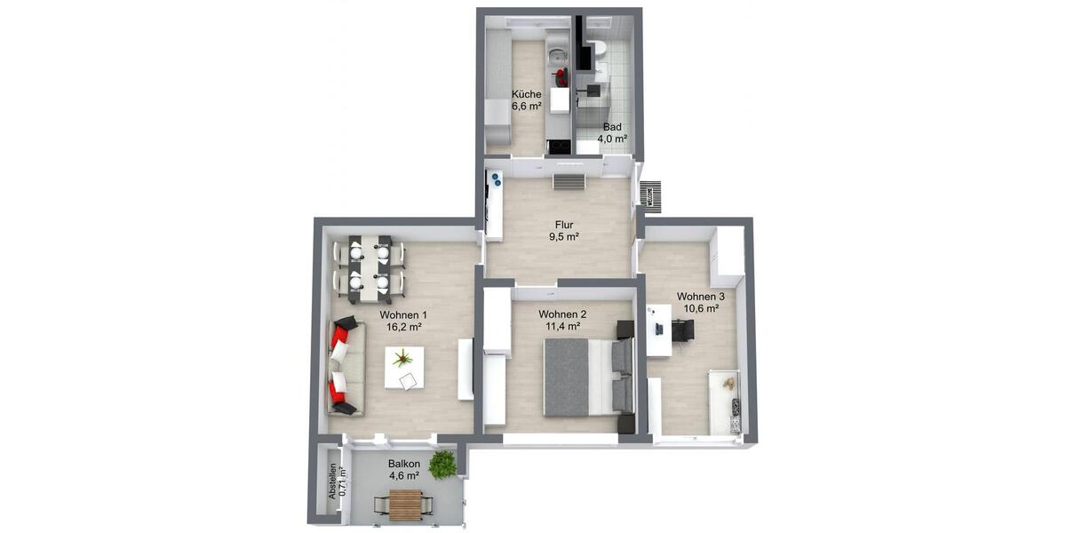 Etagenwohnung Schwedt (Oder) - 3 Zimmer, 62 m&sup2;, 284&euro; | Angebot:25960153