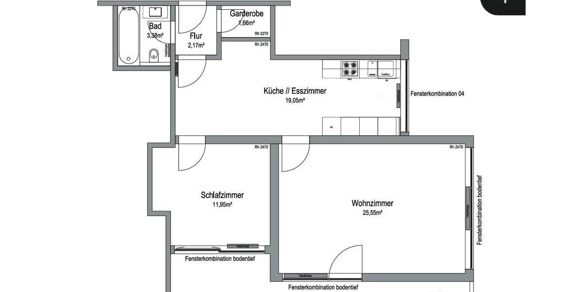 Etagenwohnung Grafenau Frauenberg - 2.5 Zimmer, 65 m&sup2;, 540&euro; | Angebot:26517628