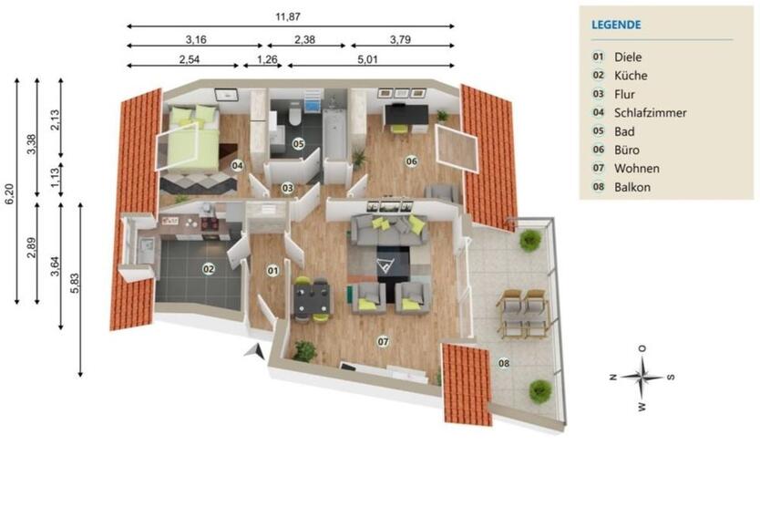 Große 3-Zimmer-Wohnung mit Balkon in ruhiger Lage von Altlünen zimmer