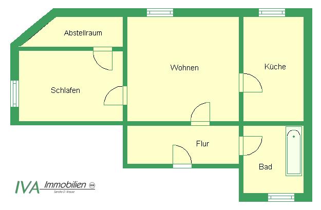 Dachgeschoßwohnung Riesa - 2 Zimmer, 48 m&sup2;, 288&euro; | Angebot:15641593