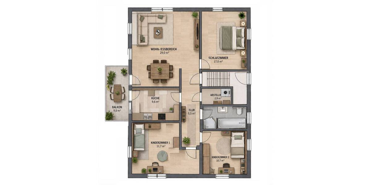 Etagenwohnung Oberhermsdorf Oberhermsdorf - 4 Zimmer, 84 m&sup2;, 1.010&euro; | Angebot:26036907