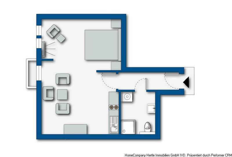 Wohnen auf Zeit Freiburg im Breisgau - 1 Zimmer, 25 m&sup2;, 960&euro; | Angebot:26655419