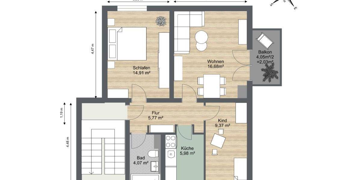 Etagenwohnung Riesa Pausitzer Delle - 3 Zimmer, 59 m&sup2;, 345&euro; | Angebot:25986303