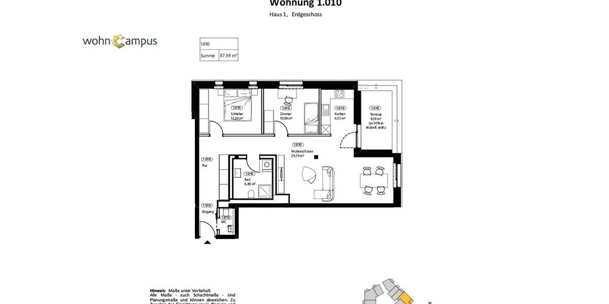 Erdgeschoßwohnung Halle (Saale) Halle-Neustadt - 3 Zimmer, 88 m&sup2;, 1.050&euro; | Angebot:26636556