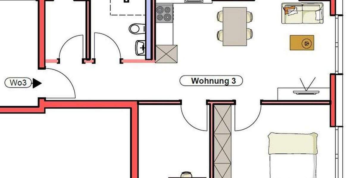Etagenwohnung Kehl-Marlen Marlen - 3 Zimmer, 53 m&sup2;, 795&euro; | Angebot:25097670