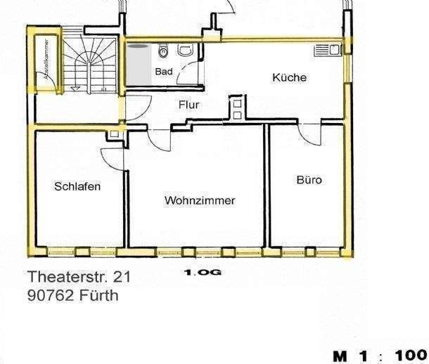 Schöne 3 Zi. Wohnung direkt in der Fürther Innenstadt! Nähe U-Bahn!