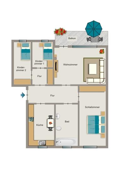 Etagenwohnung Bergkamen - 4.5 Zimmer, 77 m&sup2;, 573&euro; | Angebot:25627118
