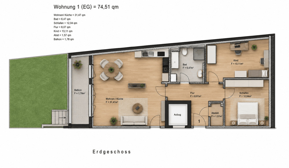 Terrassenwohnung Hamburg Bergedorf - 3 Zimmer, 74 m&sup2;, 1.499&euro; | Angebot:26763706