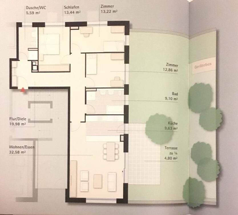 Hochwertige, vollmöblierte Erdgeschosswohnung mit Terrasse und Gartenanteil in bester Lage 4 zimmer