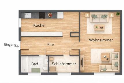 Wohnung Ahnatal - 2 Zimmer, 50 m&sup2;, 600&euro; | Angebot:26250151