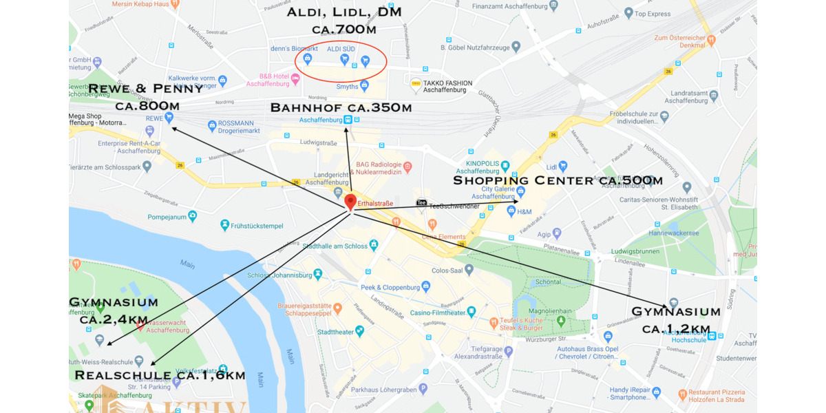 Etagenwohnung Aschaffenburg Innenstadt - 3 Zimmer, 95 m&sup2;, 950&euro; | Angebot:26929620