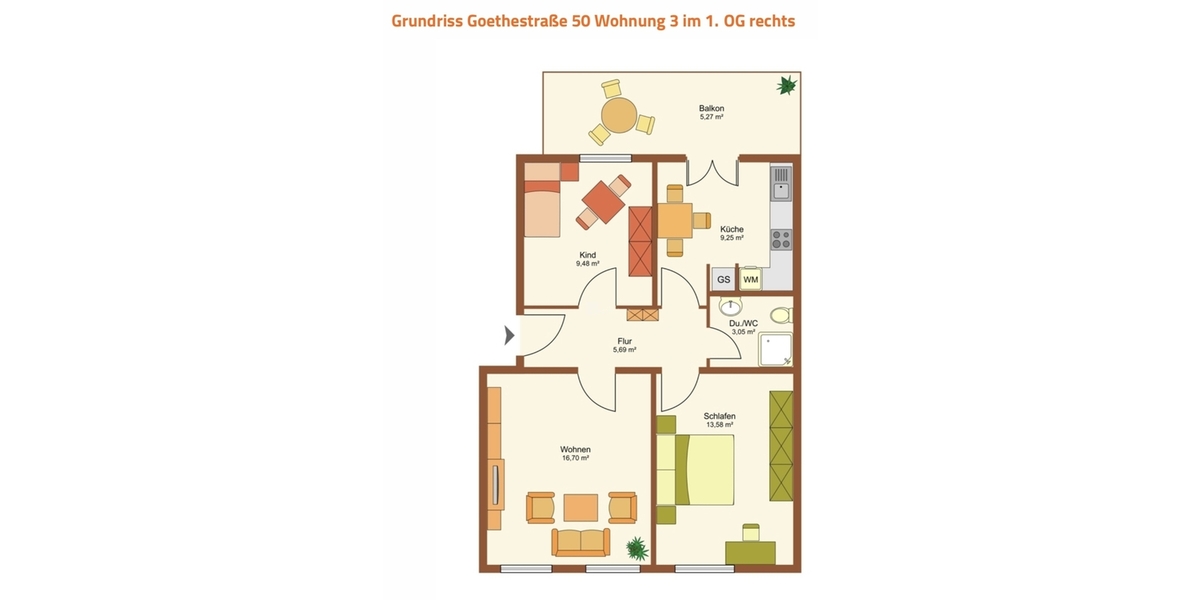 Perfekt für die kleine Familie: 3-Zimmer-Wohnung mit Balkon - Etagenwohnung Schwerin Feldstadt | Angebot:27023278