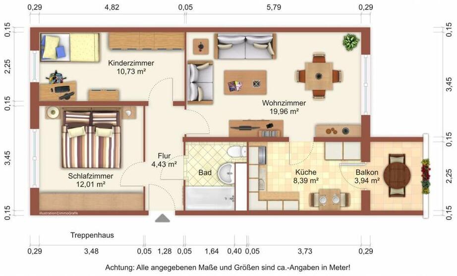 Helle und geräumige Wohnung, mit Balkon zur Südseite zimmer