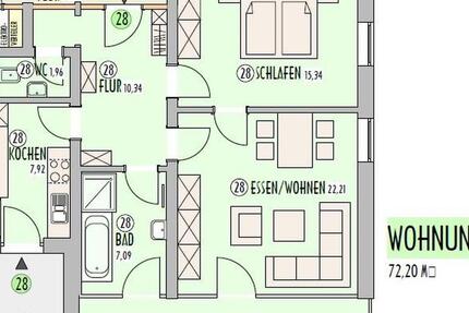 Moderne 2,5-Zimmer EG-Wohnung mit EBK, Balkon, WC, Kellerabteil in Wassertrüdingen