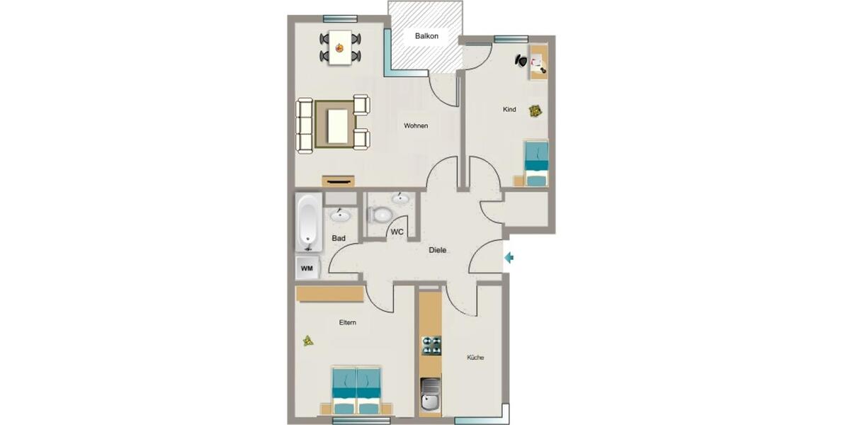Dachgeschoßwohnung Neukirchen-Vluyn Vluyn - 2.5 Zimmer, 63 m&sup2;, 276&euro; | Angebot:24667131