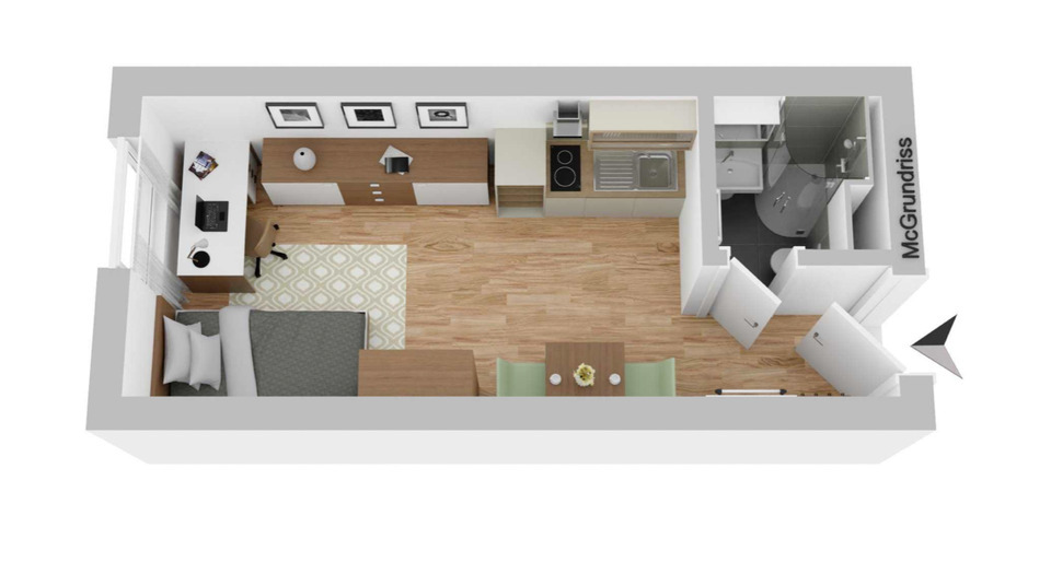 Möbliertes 1-Zimmer-Appartement – ideal für Studenten & Pendler
