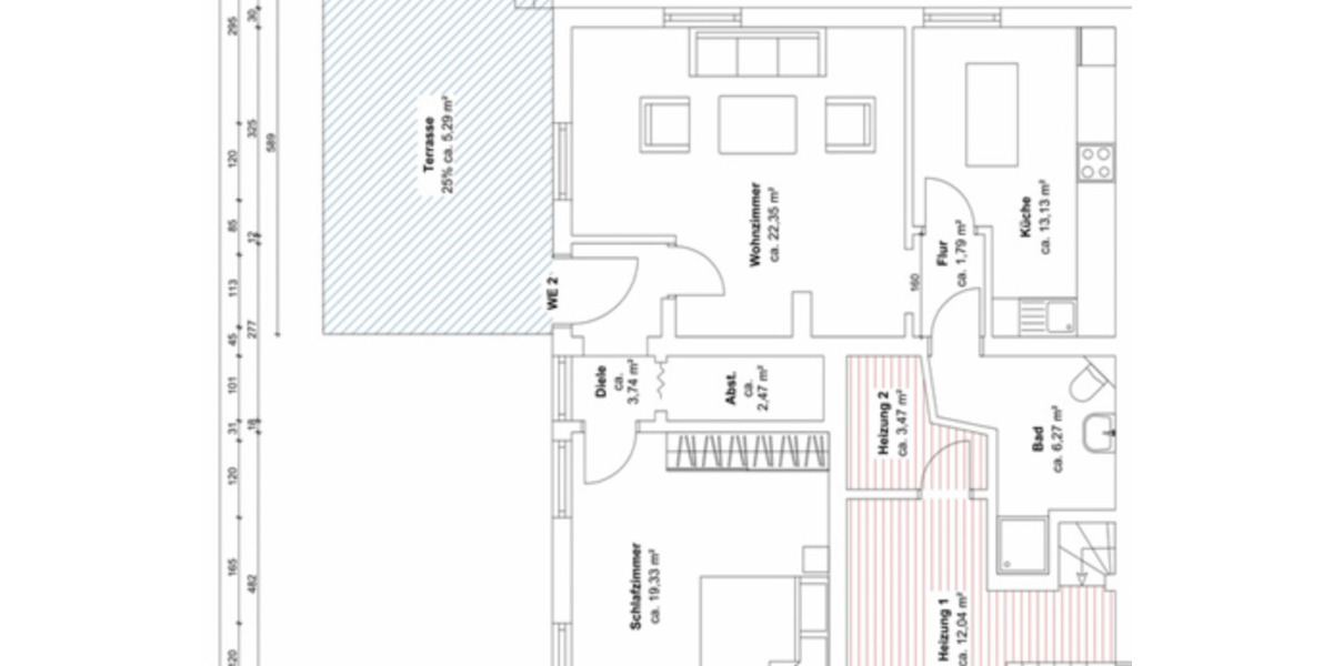 Erdgeschoßwohnung Kaufungen - 2 Zimmer, 74 m&sup2;, 850&euro; | Angebot:25542856