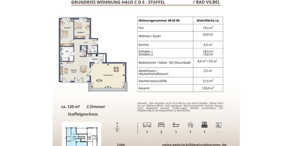 Etagenwohnung Bad Vilbel - 1 Zimmer, 39 m&sup2;, 857&euro; | Angebot:23845644