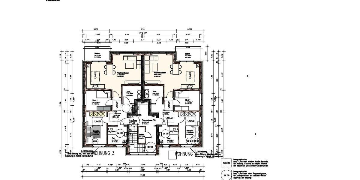 Etagenwohnung Lienen - 3 Zimmer, 87 m&sup2;, 1.088&euro; | Angebot:26617908