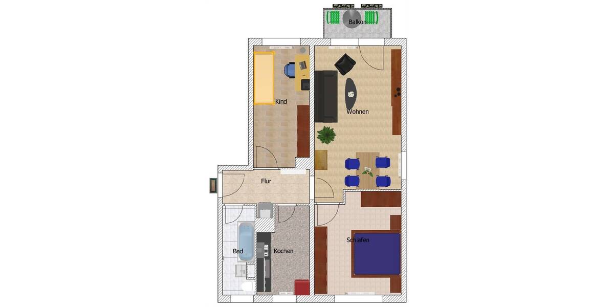 Etagenwohnung Hainichen - 3 Zimmer, 58 m&sup2;, 343&euro; | Angebot:26393390