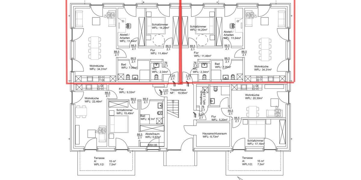 Etagenwohnung Handewitt Jarplund - 3.5 Zimmer, 89 m&sup2;, 1.280&euro; | Angebot:25174195