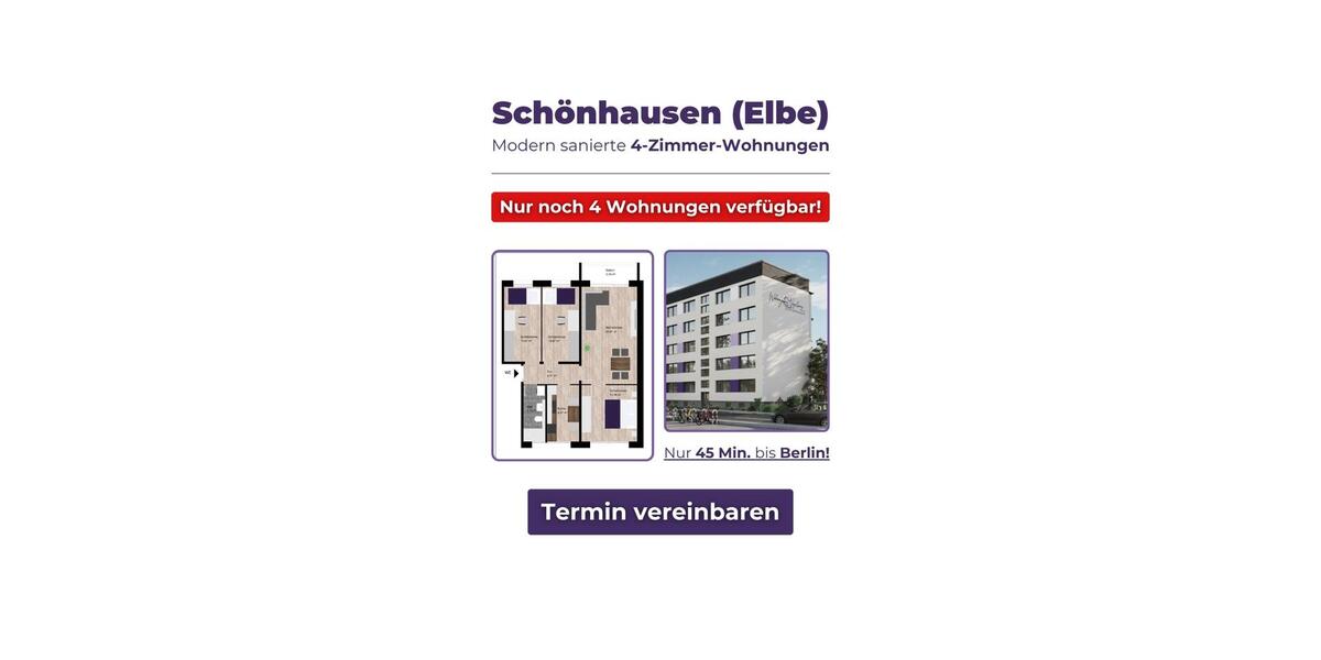Etagenwohnung Schönhausen (Elbe) - 4 Zimmer, 71 m&sup2;, 498&euro; | Angebot:22745900