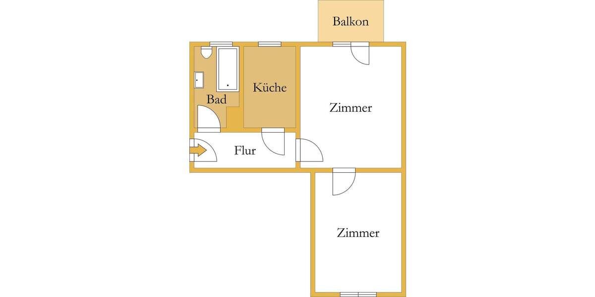 Nagelneue Küche: 2-Zimmer-Wohnung mit Balkon 2 zimmer