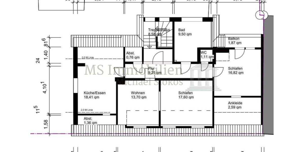 Dachgeschoßwohnung Bensheim - 3 Zimmer, 92 m&sup2;, 1.100&euro; | Angebot:24978435