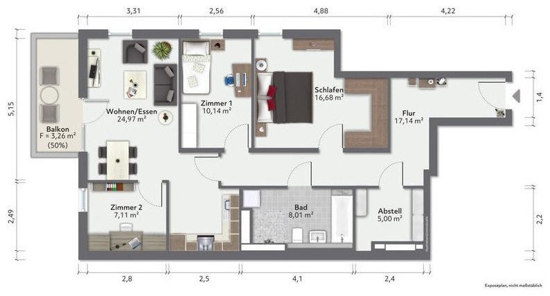Etagenwohnung Greifswald - 4 Zimmer, 93 m&sup2;, 1.278&euro; | Angebot:24193724