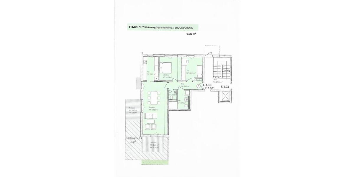 Erdgeschoßwohnung Bad Füssing - 3 Zimmer, 97 m&sup2;, 1.650&euro; | Angebot:22240011