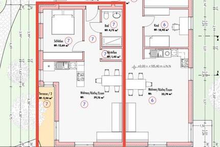 Neubau Wohnung Erdgeschoss Terrasse 2ZKB Mietswohnung KFW40 2 zimmer