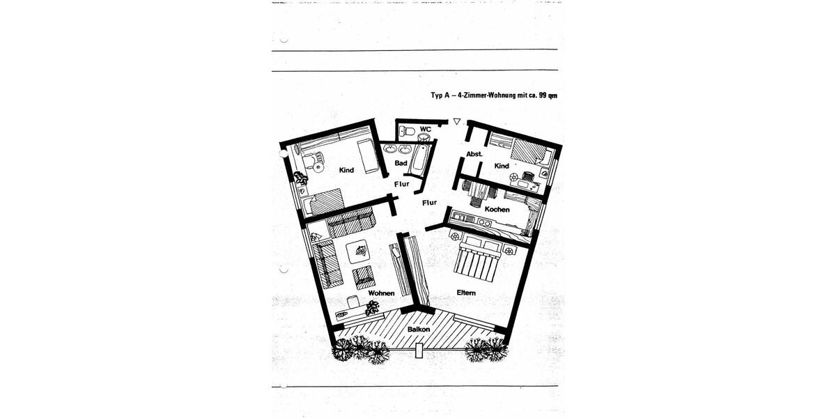 Etagenwohnung Schweinfurt Haardt - 4 Zimmer, 100 m&sup2;, 920&euro; | Angebot:26367290