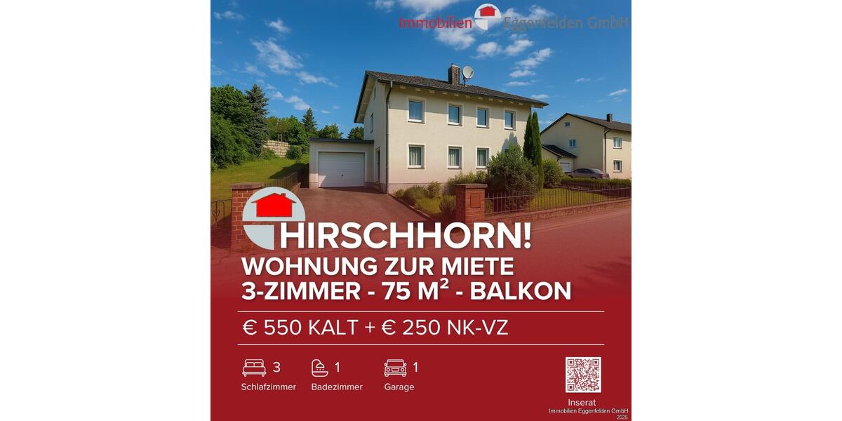 Etagenwohnung Wurmannsquick - 3 Zimmer, 75 m&sup2;, 500&euro; | Angebot:26426399