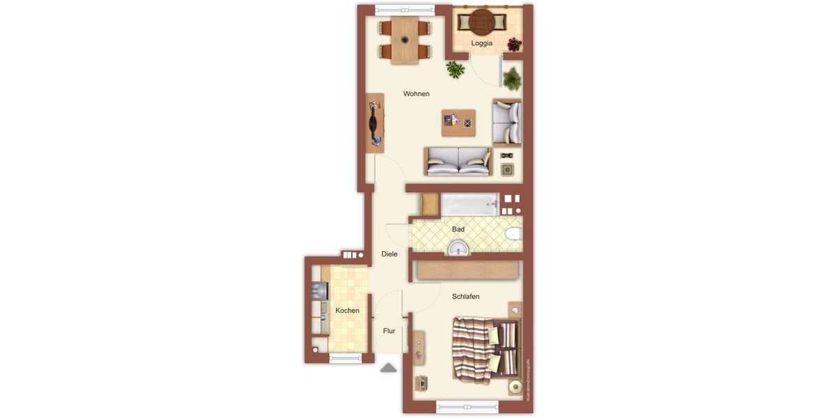 Etagenwohnung Mönchengladbach Dahl - 2 Zimmer, 50 m&sup2;, 290&euro; | Angebot:26750262