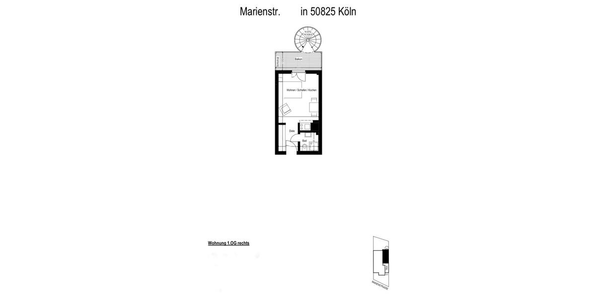 Etagenwohnung Köln Ehrenfeld - 1 Zimmer, 28 m&sup2;, 995&euro; | Angebot:26321257