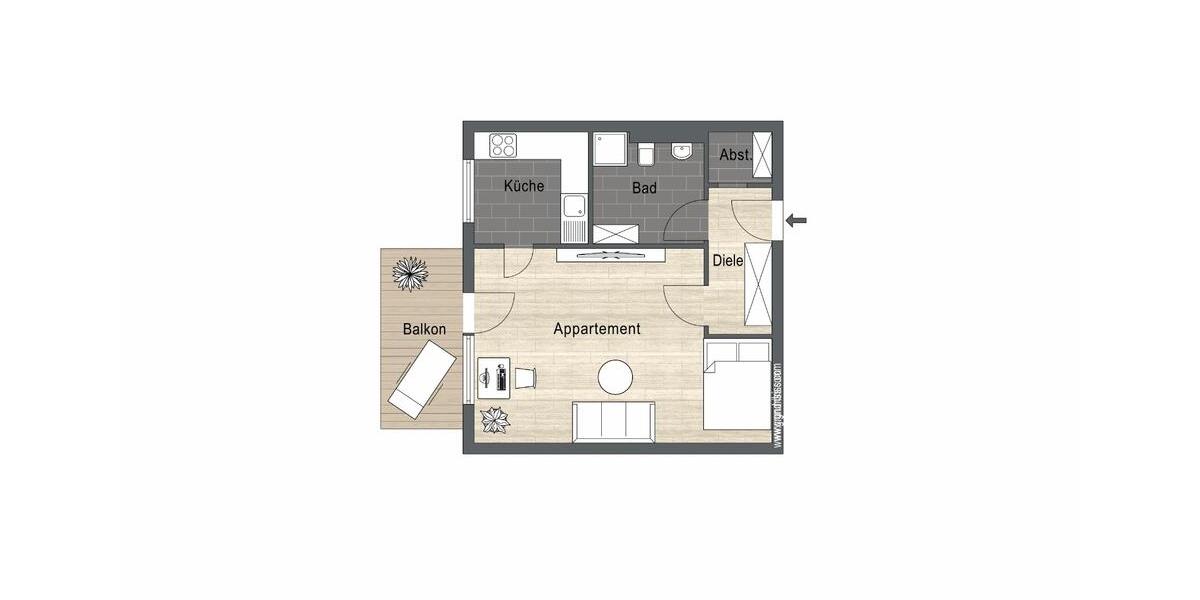 Wohnen auf Zeit Wuppertal Elberfeld - 1 Zimmer, 950&euro; | Angebot:22988648