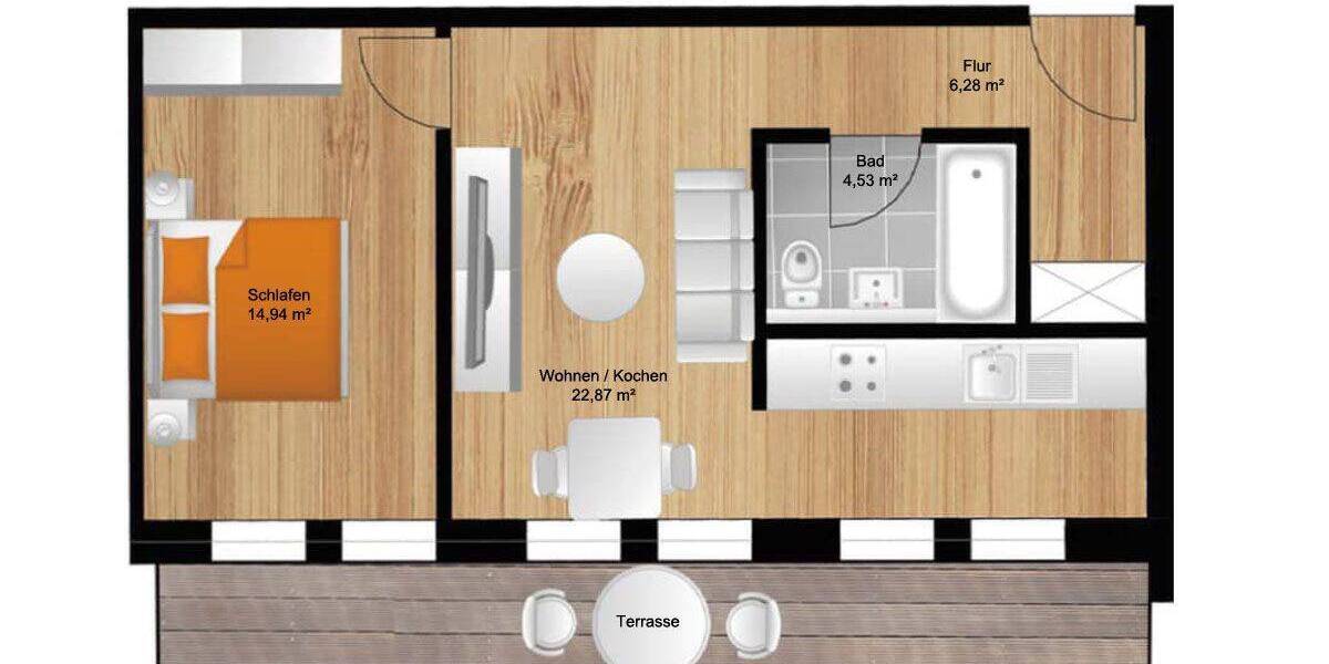 Terrassenwohnung Freital / Saalhausen Saalhausen - 2 Zimmer, 56 m&sup2;, 560&euro; | Angebot:22665916